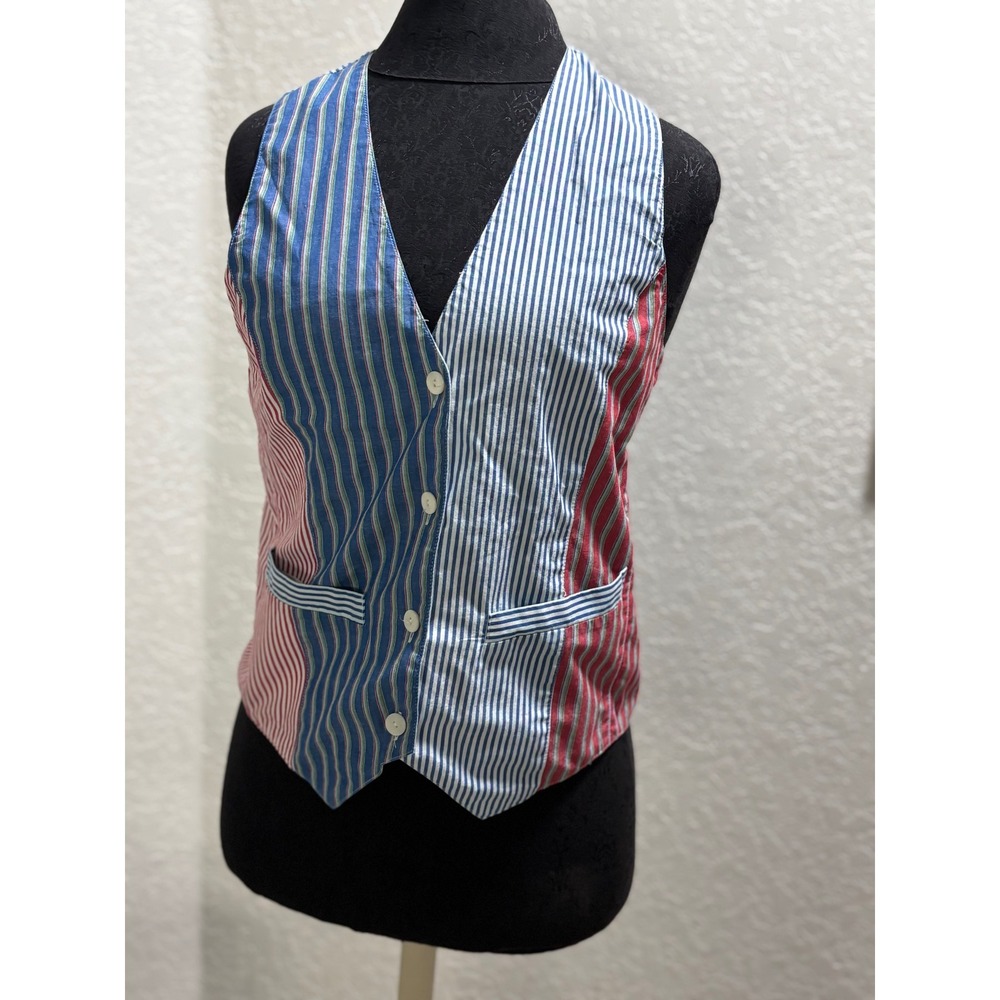 Striped Cotton Vest - Red, White, & Blue Nautical Americana Preppy Chic